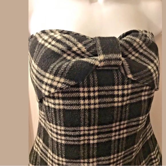 GAY GIANO Plaid Strapless Top Tartan Wool Shirt Bow Corset Fringe Vende Moda - Picture 4 of 8